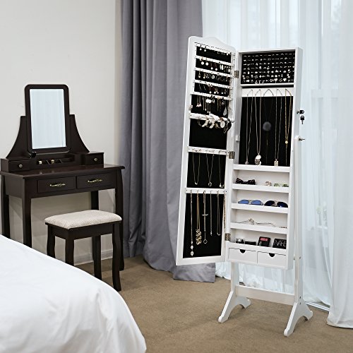 Songmics 158 x 41 x 38 cm Schmuckschrank Weiß für Ketten Ringe Ohrringe JBC82W - 2
