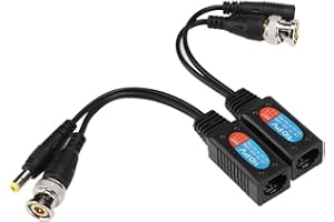 Naroote Coax Cable To Ethernet Adapter, Ethernet To Coax Adapter Black ABS Coaxial Cable Extender with LED Indicator for Video Signals