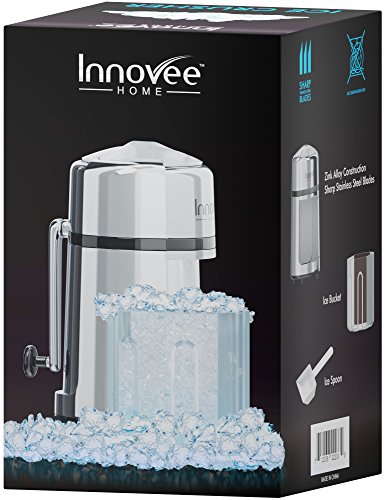 Hand-Eiszerkleiner Innovee aus rostfreien Zink-Legierung Baustruktur – Die aus Kohlenstoffstahl 430 gemachten Klingen zerkleinern das Eis zu Ihrer gewünschten Größe – Rutschfest – Einfach zu bedienende Handkurbel – Verchromte Oberfläche - 5