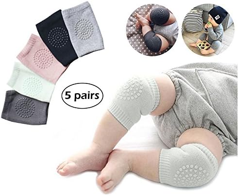 5 Pairs Baby Knee Pads Support, Anti-slip Elastic Thick Cotton Crawling Safety Protector for Toddler Infants