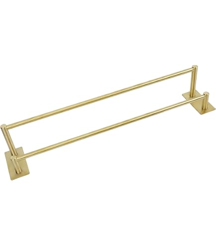 Porte-serviettes De Salle De Bain Porte-Serviette Double Pivotant 180° Sans Perçage - Acier Inoxydable 304, Adhésif Fort - Pour Salle De Bain, Cuisine (Argent Brossé