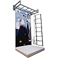 BPA® Climbing Wall Panel with Mountain Graphic,Ladder & Monkey Bar-Indoor Gymnastics Playground Climbing, Training, Obstacle Activities for Kids Ages 4.5 Years Old - with Mat for Kids Safety