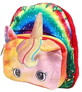 Toyshine Cute Kids Toddler Backpack Plush Toy Animal Cartoon Children Bag for 2~5 Years Baby- (Assorted Designs - Unicorn: RED)