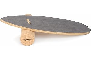 POWRX Surf Balance Board Wood/Balance Skateboard with Wheel, Coordination Training for Surfboard, Surfboard, Skateboard, Sports Balance Board, Strength & Balance Trainer Indoor & Outdoor