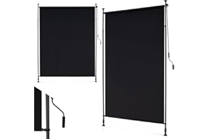 COSTWAY Markiza pionowa zewnętrzna, markiza pionowa, 250 x 220-310 cm, z regulacją wysokości i wysuwana, bez wiercenia, roleta balkonowa z korbą, ochrona przed spojrzeniami, na balkon, taras