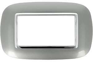 A2ZWORLD SANDASDON Placca Oval 4M e 6M Compatibile Con Bticino Axolute Tanti Colori Disponibili (4M 4 Posti Per Scatola 504, Silver)