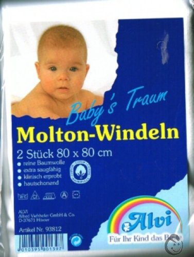 Preisvergleich Produktbild Alvi 93812 Molton-Windeln, 2 Stück, weiß
