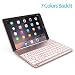 Produktbild OBOR Aluminiumlegierung Neues iPad 9.7/ipad Air Keyboard Case - 7 Farben Hintergrundbeleuchtung Flip Wireless Bluetooth Tastatur Schützende Shell für 2017 Apple neue iPad 9,7''/iPad Air (Roségold)