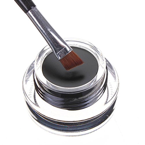 LUCKYFINE Wasserdicht Eyeliner Gel Make-up Kosmetik augen Tools Schwarz & Braun mit 2 Buerste - 4
