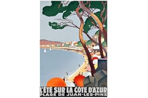 Spiffing Prints Póster de viaje de L'ete Sur La Cote D'Azur en la Riviera Francesa, grande, mate, sin marco, impresión artística