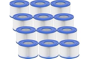 VOYAHÜLLE SPA Filter VI für Pool, 12 Stück Filterkartuschen VI für Bestway Miami, Monaco Lay-Z-Spa, Vegas, Palm Springs, Flowclear Pool Filter Ersetzt die Originalkartusche 58323