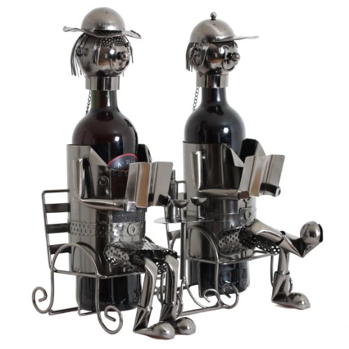 BRUBAKER Flaschenhalter Ehepaar Metall Skulptur Geschenk mit Geschenkkarte - 4