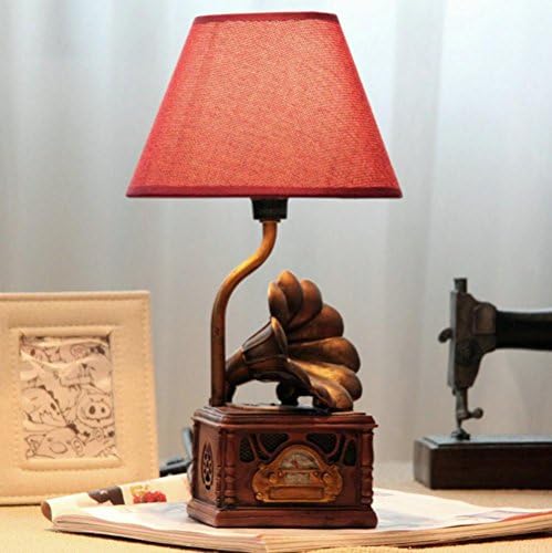OOFWY E14 European phonograph desk lamp retro style bedroom living room bedside lamp creative decorative lights , b