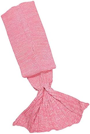 GearFan Fashionable Kids Swaddle Bedspread Knitted Mermaid Tail Blanket Pink