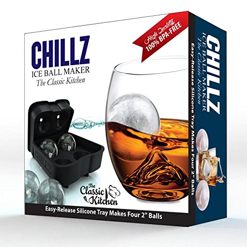 Rund Eiswürfelform, Kugeldesign, Silikon, 4 x 4,5 cm Eisball, für Whiskey, Highball, Cocktail oder Likör, Silikon, Chillz Classic - 2