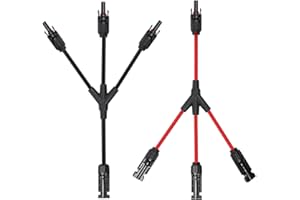 Sekesoer Solar Y Cable 6mm² Splitter with plug, 1 pair of solar cable Y parallel adapters, solar panel extension cables M/F/F, F/M/M, Solar System solar splitter cables for PV connection (1 to 3)