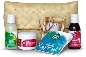Holy Lama Naturals Ayurvedic Hair Care Gift Set, Travel Size, Vegan Shampoo, Conditioner, Oil & Yogi Soap