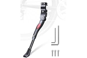 FISHOAKY Cavalletto Bici, Cavalletto Bicicletta Stand Regolabile Alluminio Lega Cavalletto Laterale con Il Piedino di Gomma Antiscivolo 24”-28” Mountain Bike, Bici da Strada, MTB Bici