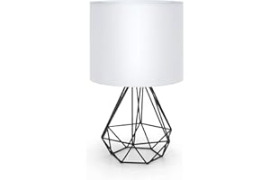 Aigostar - Lámpara de Mesa Estilo Retro Industrial, Portalámparas de Casquillo Fino E14, Lámpara Decorativa con Base Metálica y Tulipa Blanca, Perfecta para Decorar Cualquier Estancia