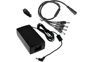 BW 12V 5A 60W DC Power Supply with a 4 Way CCTV Power Splitter Cable for CCTV Cameras,LED Srip Light (Alternative Power Supply, Power Cord not Included）