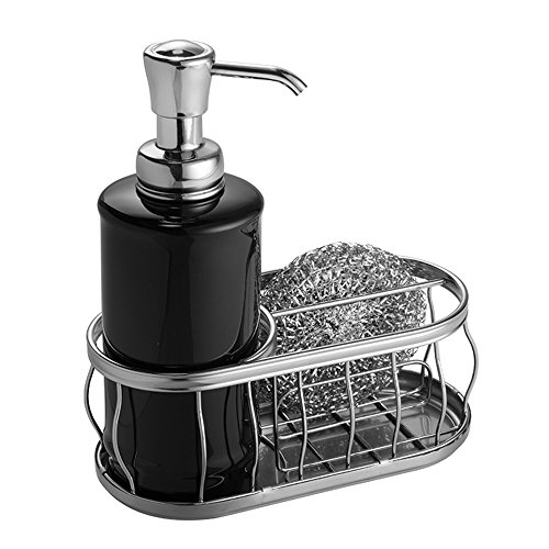 InterDesign 52022EU Schaumseifenspender mit Ablage, schwarz / chrom