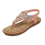 🌴Metall-Elemente Damen Sandalen Sport-& Outdoor Sandalen Damen Sandalen Damen Sommer Bohemia PU Leder Flach Zehentrenner Sandalen Offene Sandalen Damen Dianetten Blumen Sandalen Zehentrenner Sommer Schuhe Flats Beach Zierperlen Flandell Bequeme Keilsandaletten Strass Glitzer Sandaletten Wedges Sommerschuhe LackBlumen Keilabsatz Sandalen Flandell Damen Sport- & Outdoor Sandalen