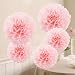 Produktbild 5er Seidenpapier PomPoms Pompons Rosa Set Deko Party Hochzeit Geburtstag Weihnachten Baby Shower Feier Dekoration - 25cm, 35cm