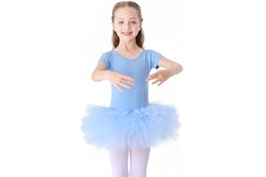 Bezioner Ragazza Tutu per Danza Body da Balletto Leotard Vestito Ginnastica Manica Corta