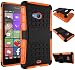 Produktbild Outdoor Microsoft Lumia 540 Dual SIM Hülle [Schwarz+Orange],Rüstung Serie ISENPENK Hohe Qualität Schutzhülle Muster Schutz Handy Hülle Case Back Cover Tasche Mit Ständer für Microsoft Lumia 540 Dual SIM Schutzhülle