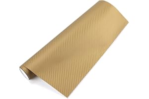 SOFIALXC Vinilo de fibra de carbono 3D para envolver el coche, decoración de estilo, dorado, 30 x 300 x m