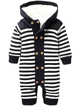 JT-Amigo Baby Winter Strampler Overall gestreift mit Kapuze