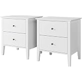 FOREHILL Bedside Tables Pack 2 White, Bedside Tables with 2 Drawers | Bedside Tables, Bedside Table, Modern, Wood, for Side T