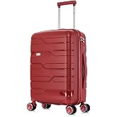 1990s Cabin Suitcase 55x38x22cm (44L) Polypropylene - Embedded Padlock - 20 Inches - Bordeaux
