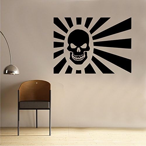 Skull Japanese Sun Wall Sticker Art Gothic Décor Room Oriental (GH9) (120cm 166cm)