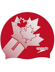 Speedo - Gorro de natación de silicona rojo rojo/blanco (Canadá)