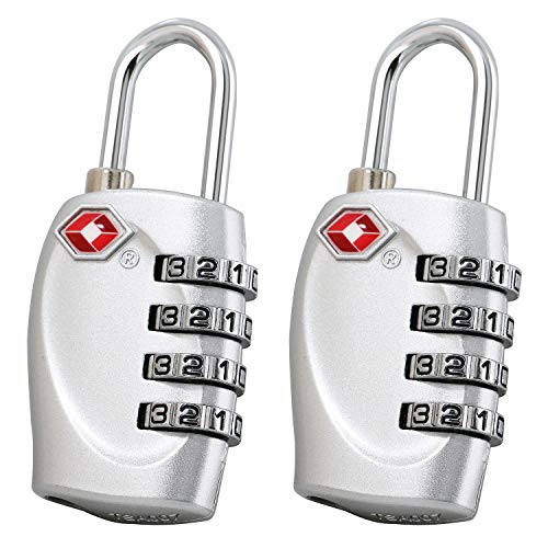 2 x TRIXES candados con combinación de 4 números para equipaje en color plata
