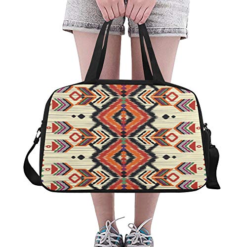 Preisvergleich Produktbild Plosds Ethnische Traditionelle Geometrische Große Yoga Gym Totes Fitness Handtaschen Reise Seesäcke Schultergurt Schuhbeutel Für Übung Sport Gepäck Für Mädchen Männer Frauen Outdoor