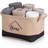 Deconox Dikd&ouml;rtgen J&uuml;t D&uuml;zenleyici Sepet (24x17x14 cm) &ndash; Krem Renk Katlanabilir Kumaş Kulplu Organizer | Ev, Mutfak, Banyo, &Ccedil;