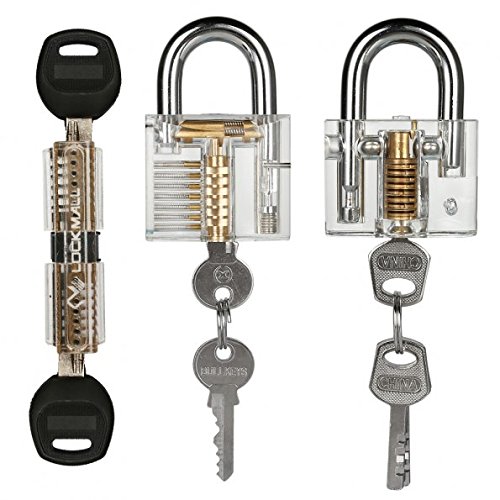 Preisvergleich Produktbild LTC ® 3 Stück Bügelschlösser Kit Lockpicking-Set Haustürschloss Übungsschlösser incl. Bügelschloss Vorhängeschloss Manipulationszylinder