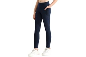 URMAGIC Girls Athletic Leggings with Pockets Girls Sports Leggings Full Length Yoga Workout Active Leggings Pants for Teen Girls