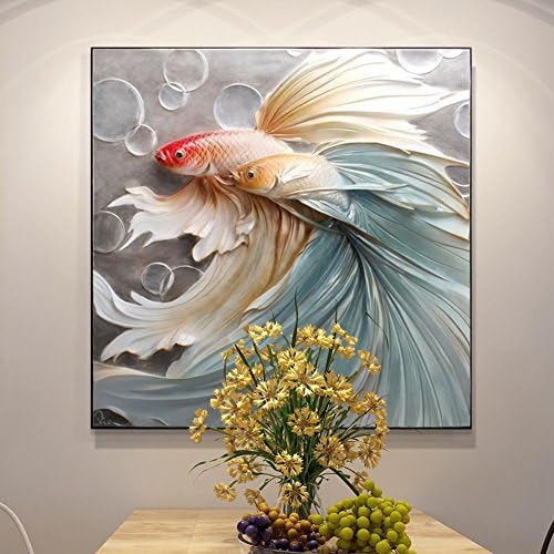 ZZZSYZXL Modern Restaurant Corridor 3D Three-dimensional Relief Fish Decorative Painting , betta b
