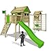 Produktbild FATMOOSE Stelzenhaus FunFactory Fit XXL Spielturm Kletterturm mit Turmanbau inkl. Holzdach und großem Spielhaus auf Stelzen Kletterleiter Kletternetz Schaukel Rutsche
