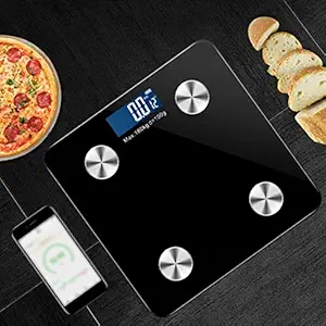 Abhsant Bluetooth Body Fat Scale Smart BMI Scale Digital Bathroom Wireless Weight Body Composition Monitor Health Analyzer with Smartphone APP for Body Weight, Fat, Water, BMI, BMR