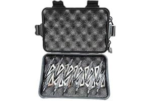 e5e10 12pcs Archery Broadheads 3 Fixed Steel Blade 125 grain Hunting Arrowheads Fit for Compound Bow and Crossbow with One Black Plastic Portable Broadheads Case