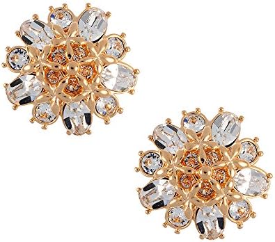 Cristalina 18k Gold Plated Gorgeous Glam 1930s Style Floral Cluster Swarovski Crystal Clip-on Earrings