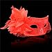 Veroda Feather Venetian Hollow Masquerade Ball Carnival Eye Mask Color Red