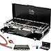 Produktbild Faltbarer Edelstahl Gaskocher mit Gasgrill 3 flammig Campingkocher 4,5KW Gasherd inkl. Gasschlauch-Regler Set