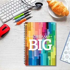 AccuPrints Hard bound A5 (6 by 9 inch) wiro Notebook Diary Ruled 200 pages with 12 habit development pages for personal and office use. Theme - think big & motivation