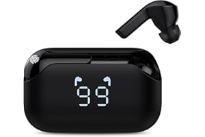 TIMU Auriculares Inalámbricos 5.3, Auriculares Bluetooth de 60 Horas de reproducción con Pantalla de alimentación LED, Llamadas claras CVC8.0, 4 micrófonos Integrados, IPX7 Impermeable.