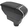 YJYWZH for Mitsubishi Mirage Attrage 2014-2023 Armrest Box Center Storage Box Hand Centre Consoles with Cup Holder Arm Rest Double-Layer Black (Black with Black Thread), AMUS-06